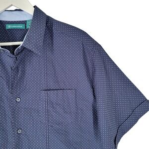 Cubavera Shirt Mens XL Blue  Short Sleeve Button Up Cotton Geometric Print